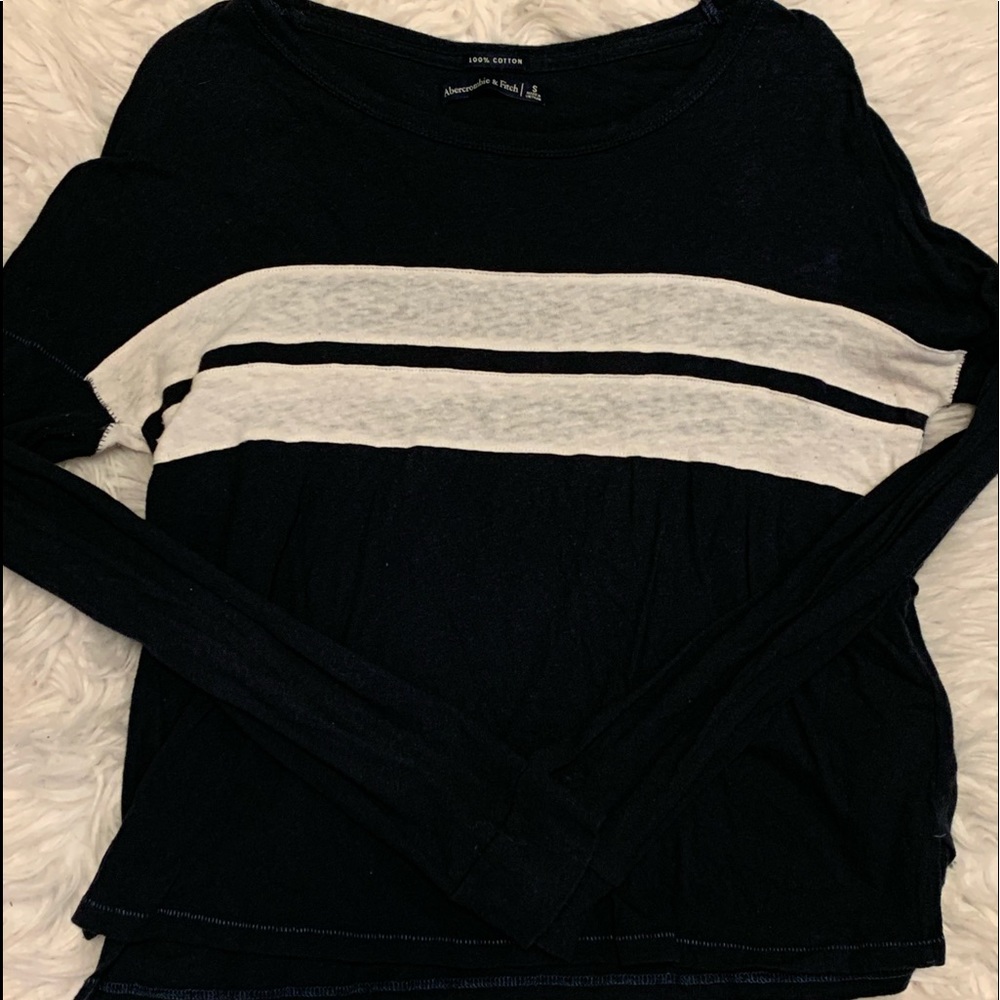 dark blue long sleeve with white strip